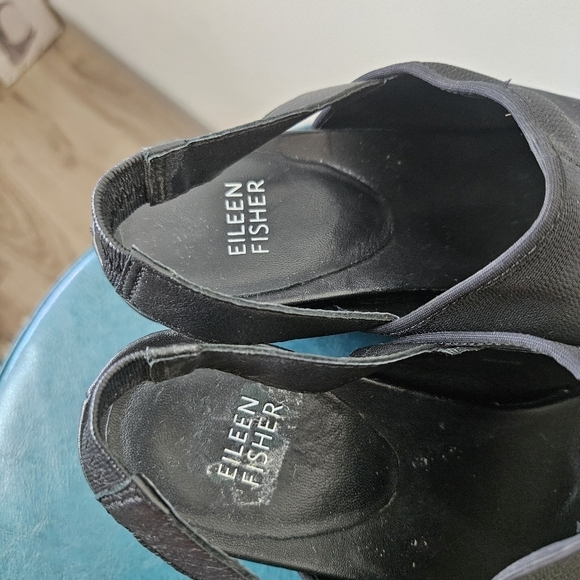 Eileen Fisher Port Wedge Sandals - Black Slingback Minimalist Comfy Size 8.5 - Picture 12 of 12